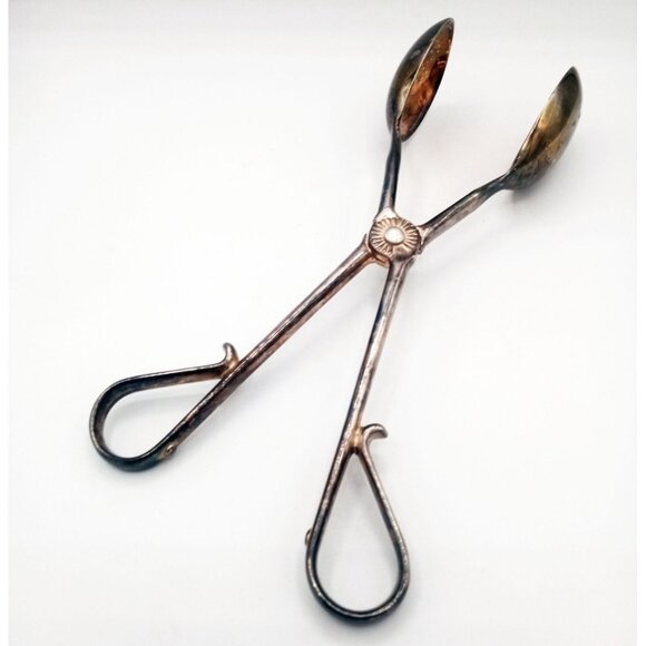 Salad Serving Tongs Silver Plated Metal Vintage 10 In Unbranded Kitchen Utensils - Picture 4 of 16